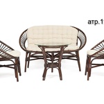 Комплект для отдыха TURKEY (стол круглый (со стеклом)+2 кресла + диван) /с подушками/  в Армавире